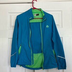 Blue/green running and biking jacket